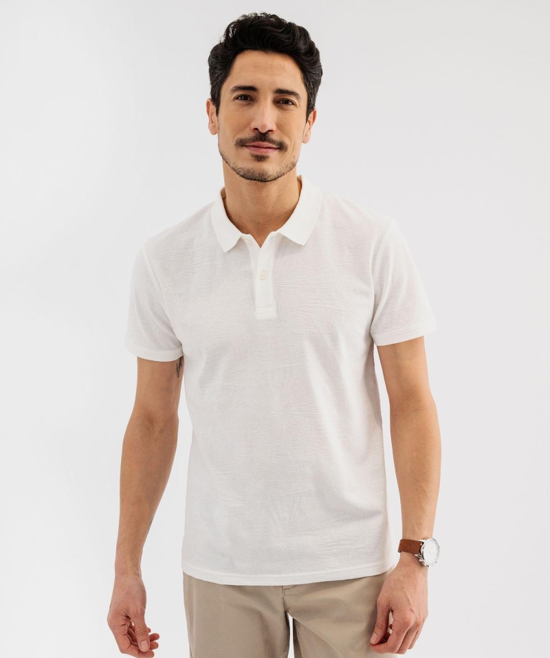 Polo manches courtes à motifs texturés homme